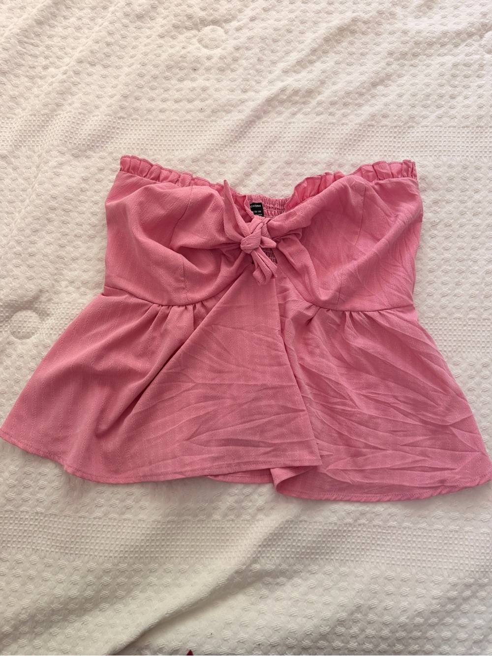 Women's Pink Strapless Tie-Front Top